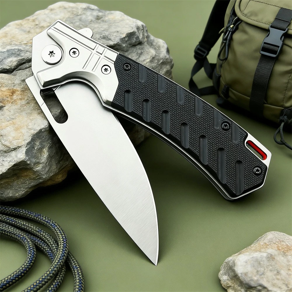 سكين متعدد الأغراض قابل للطي للاستخدام الخارجي بمقبض أسود للصيد والبقاء والتخييم والشواء والمشي لمسافات طويلة الترفيهية والمعدات للاستخدام اليومي #2