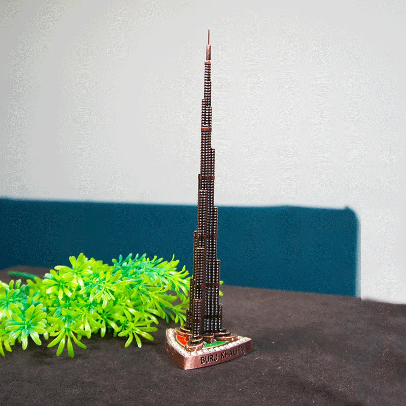 

Dubai Burj Khalifa Tower Round Bottom With Mosaic Metal Building Model Famous Landmark Architecture Model Home Furnishings Craft