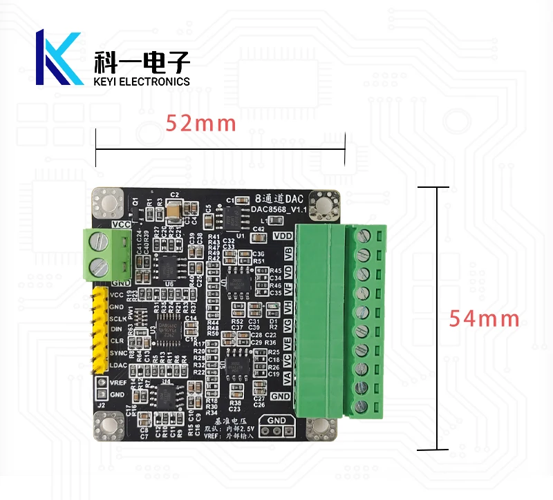 DAC8568 Convertitore digitale-analogico multicanale a otto canali a 16 bit ad alta precisione Modulo DAC regolabile + uscita 5 V