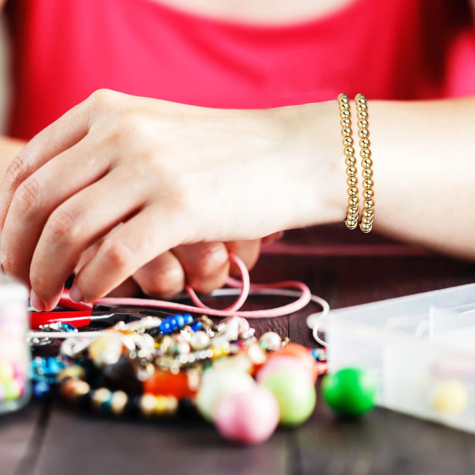 

400Pcs Bulk Spacer Beads Round Shape Loose Beads for Necklace Making Craft Jewelry Charms Bracelet Making Kit Supplies