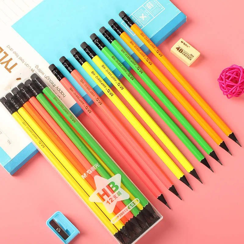 120pcs-hexagon-pencils-for-kids-fluorescent-color-black-wood-pencils-school-stationery-wholesale-high-quality-wooden-pencils