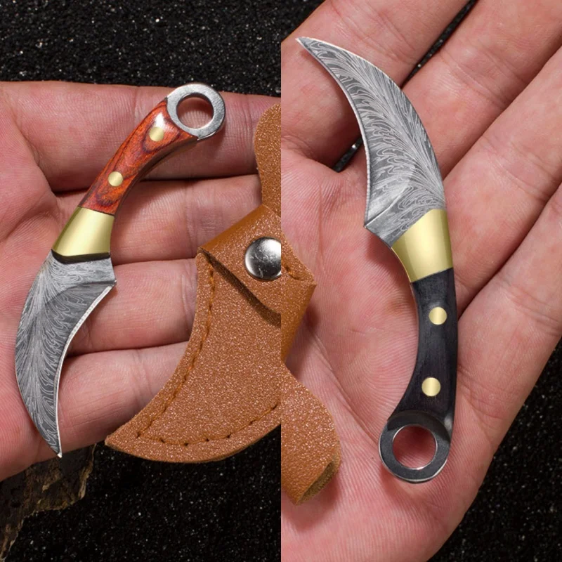 Mini Scimitar Unwrapping Mini Knife Colorful Wood Sharp Mini Portable Keychain Hanger Unwrapping Express Unpacking Knife Gift