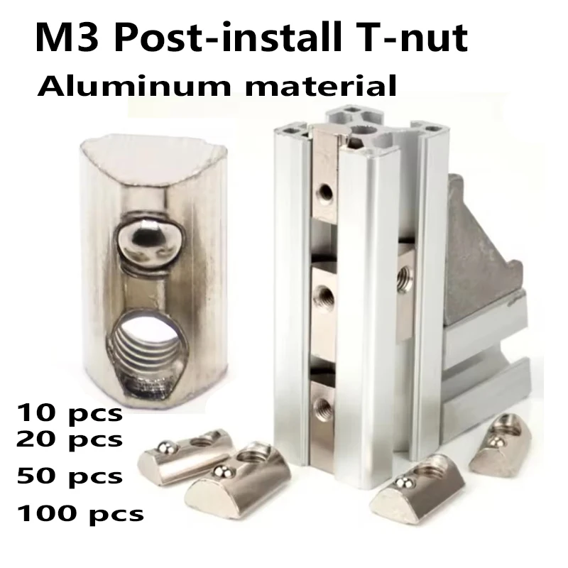 M3 Roll in Spring T-nut with Ball for Aluminum Extrusion with Profile 2020 Series Aluminum Profile Groove 6
