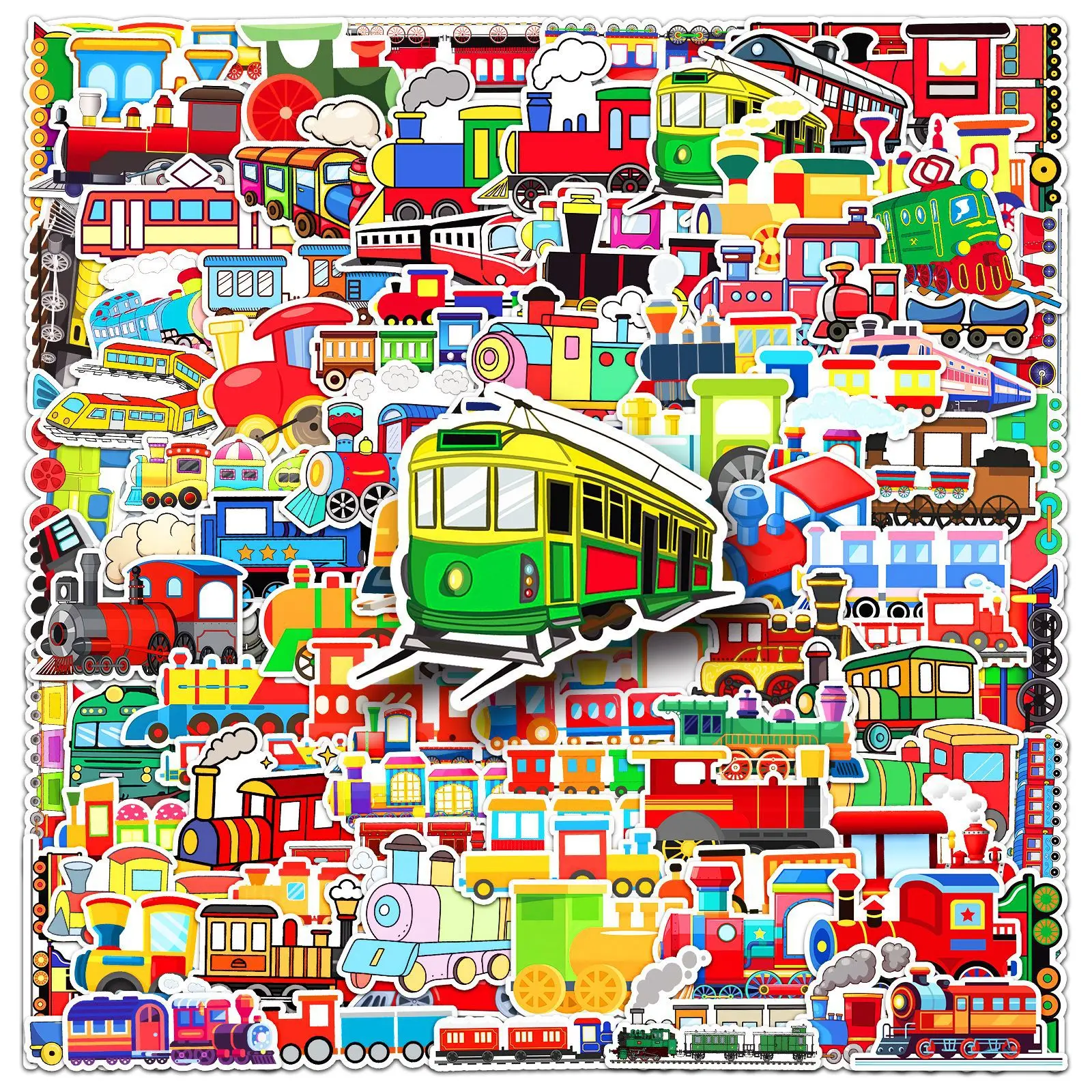 

50/100PCS small train graffiti cartoon creative decorative water cup skateboard car waterproof stickers Kids Toy