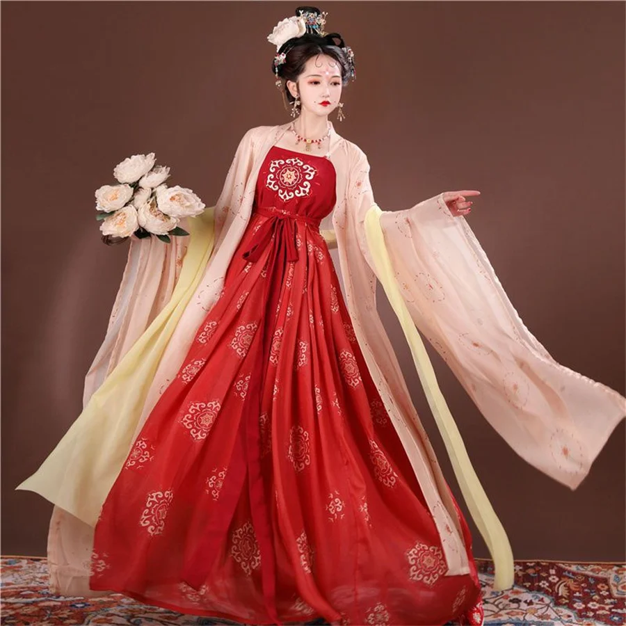 Chinese Ancient Style Sweet Hanfu Dress Women Chic Embroidery Traditional Princess Dance Party Dress Fairy Oriental Costume