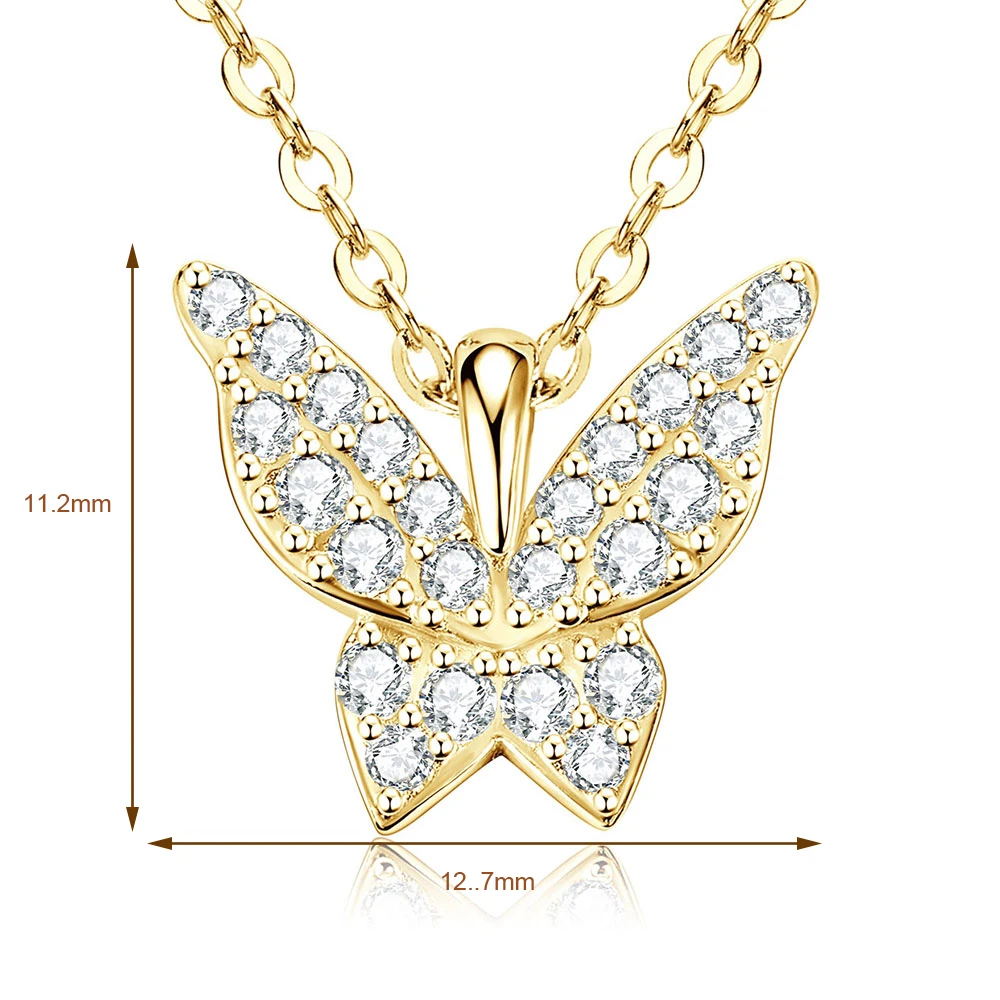 Anziw 1,5 mm D Farbe VVS1 Moissanit-Diamant-Halskette Damenschmuck 14K Gold gefüllte Schmetterlings-Charm-Halskette Feiner Schmuck Geschenk – Detail 12