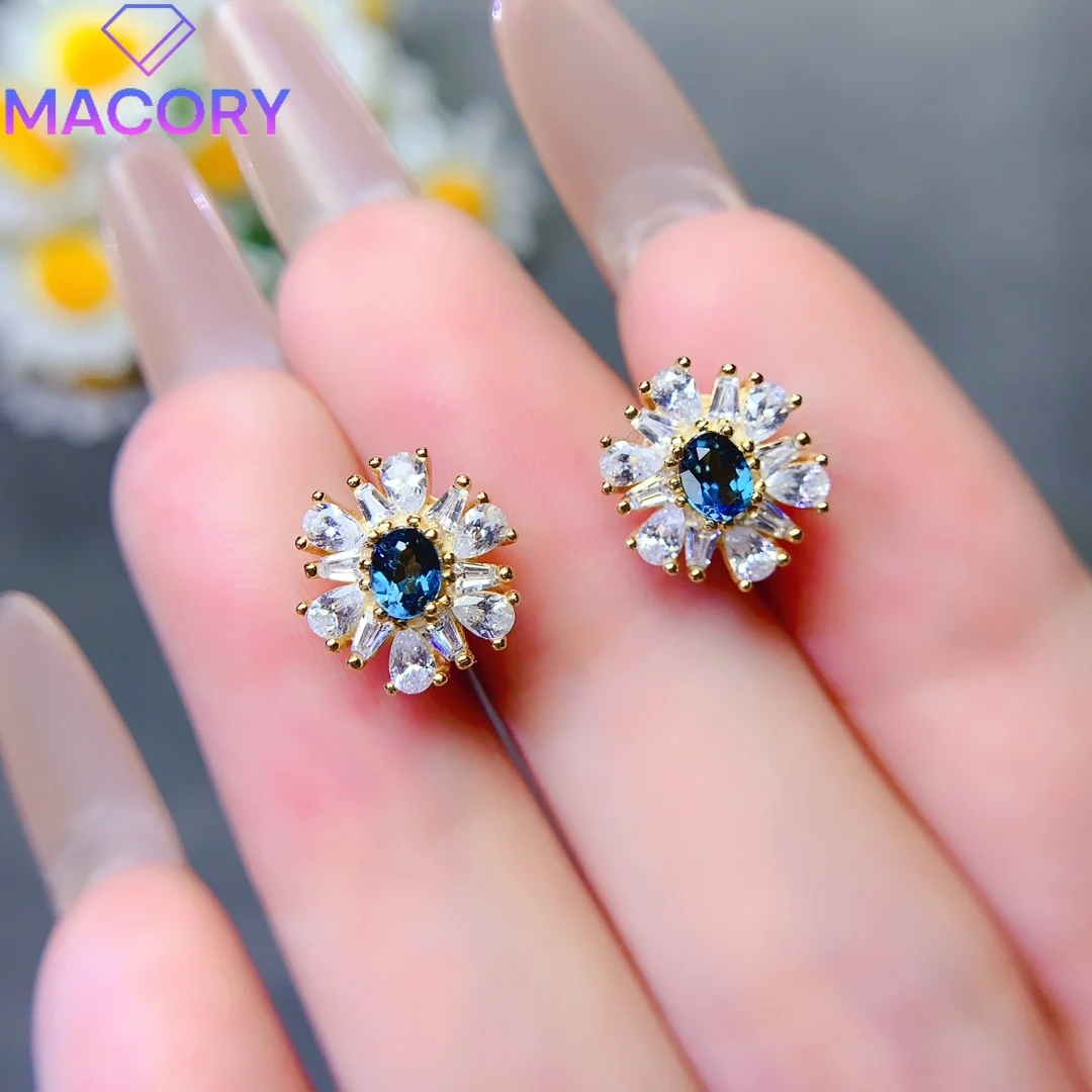 Natural Topaz tremella nail 925 sterling silver fashion female earrings 2024 fashion designer luxury jewelry female.