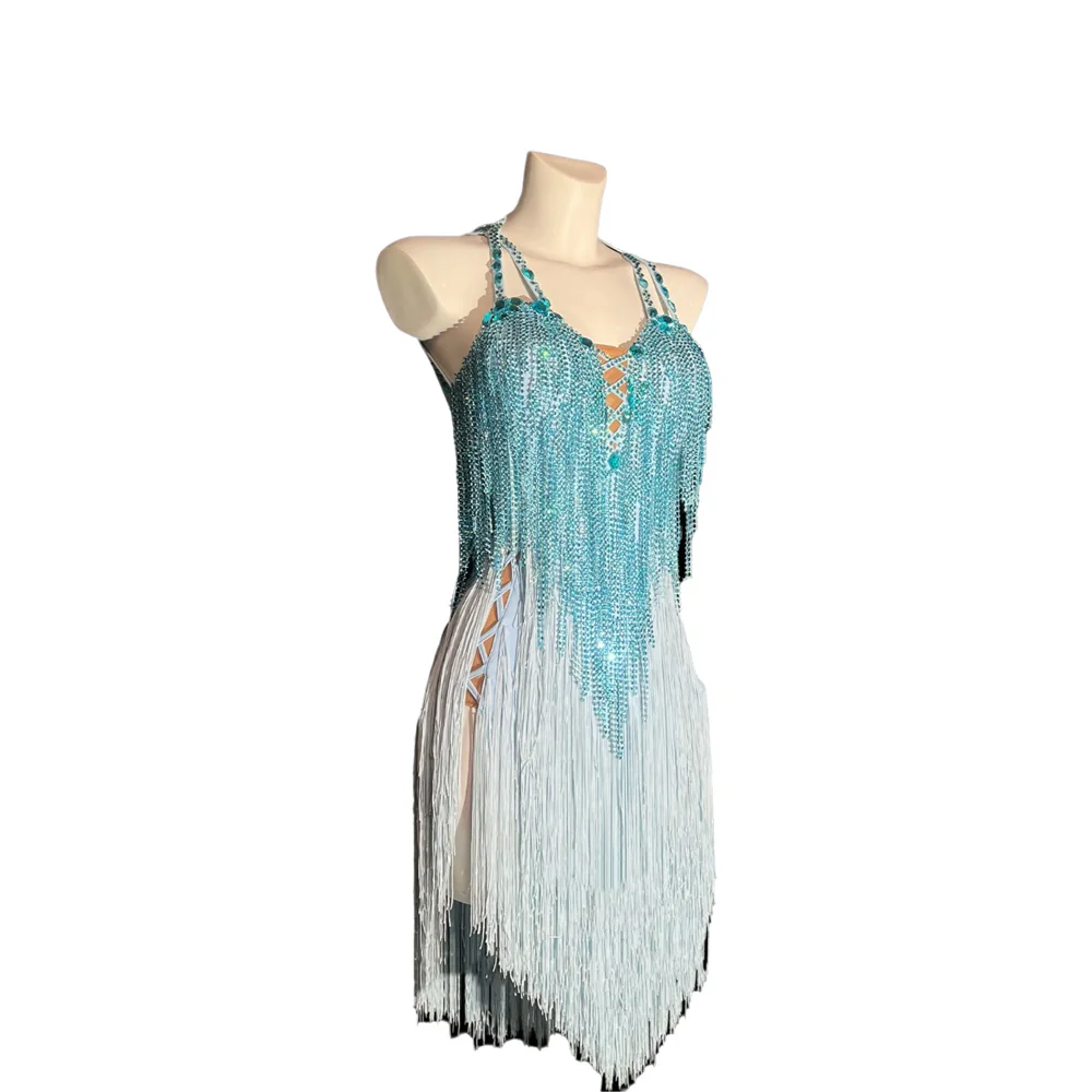 Latin dansers, volwassenen en kinderen, hoogwaardige op maat gemaakte raster kwastje bloemenjurk, jarretel tango samba ab stenen jurk