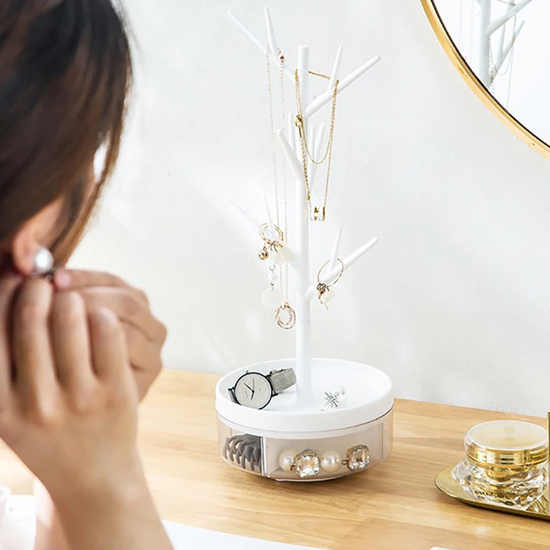 Drehen Schmuck Lagerung Box Multifunktionale Lagerung Rack Schmuck Uhr Schlüssel Rack Kreative Halskette Ohrring Display Rack Organizer
