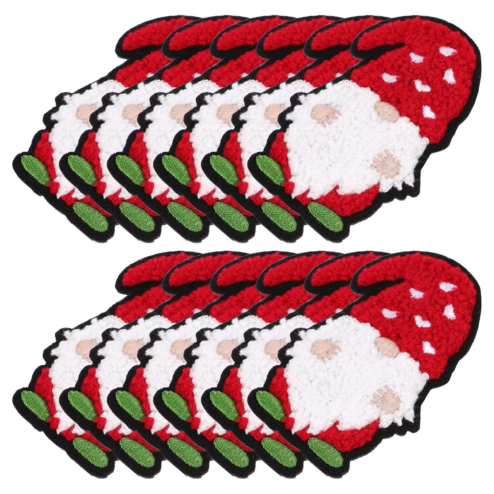 

12pcs Christmas Santa Embroidered Fabric Patches For Diy Clothes Hat Bag Shoe Decoration Craft Supplies Compact Polyester