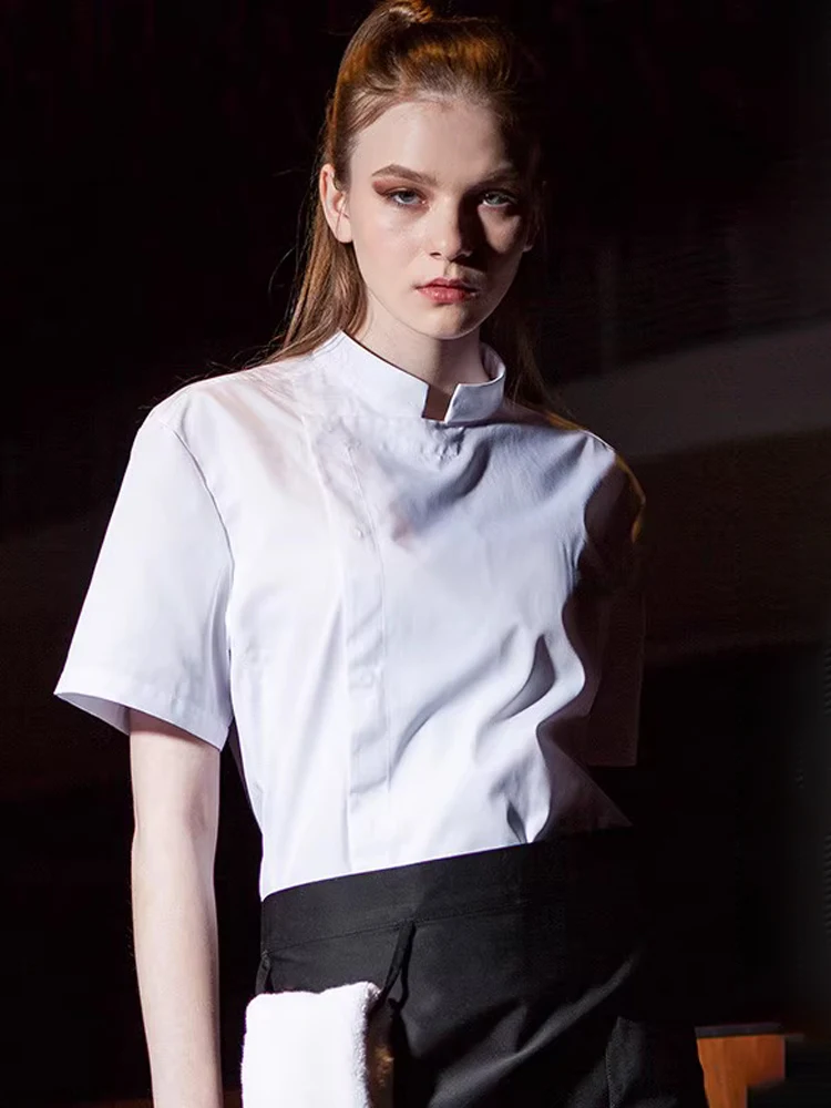 

Summer Cook Jacket Restaurant Kitchen Chef Work Uniform Waiter Work Shirt Cooking Costume Barber Catering Bakery Workwear