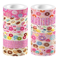 12 Rolls Cartoon Donut Design Paper Washi Tapes Masking Tape Birthday Gift For Girl DIY Handbook Scrapbooking Sticker Label