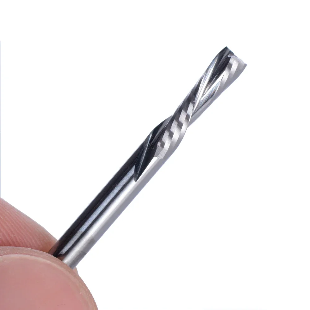 10pcs 3.175/4/5/6mm 3A TOP Quality left handed 2 spiral flute bits, Down Cut carbide endmill, Left-Handed spiral cutter