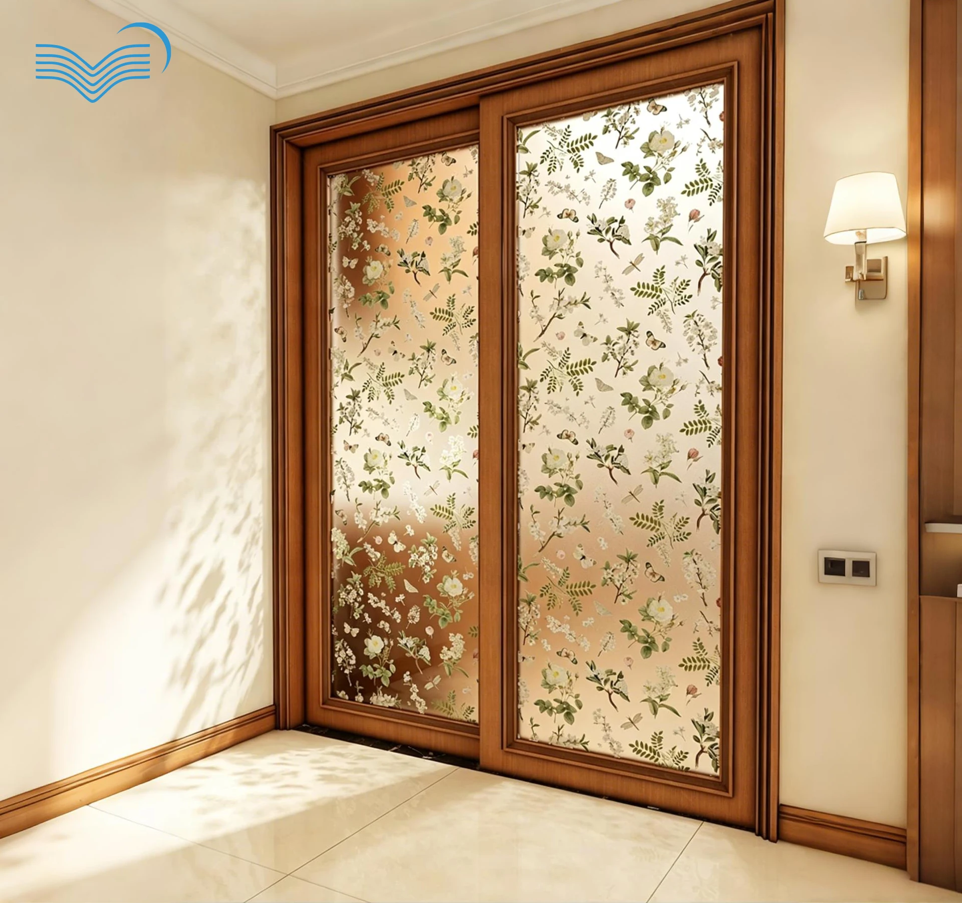 Vintage Floral Window Privacy Film PVC Glass Sticker Anti-peep Decor For Bathroom Toilet Glass Door Window Decorative Decal