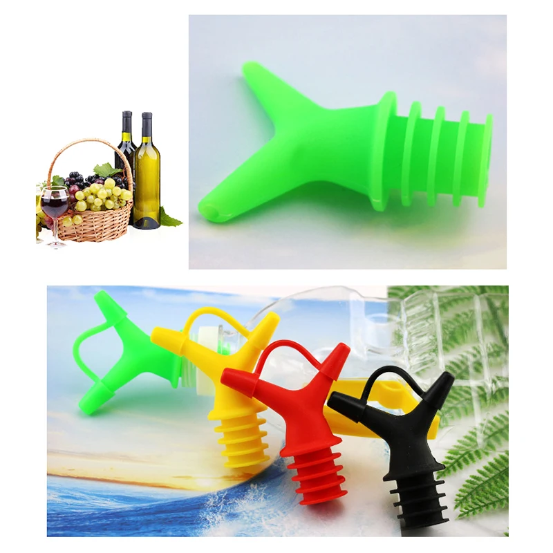 1pcs Kitchen Double-headed Deflector Silicone Liquid Pouring Oil Guiedvane Anti-overflow Multi-channel Sealing Oil Bottle Plug