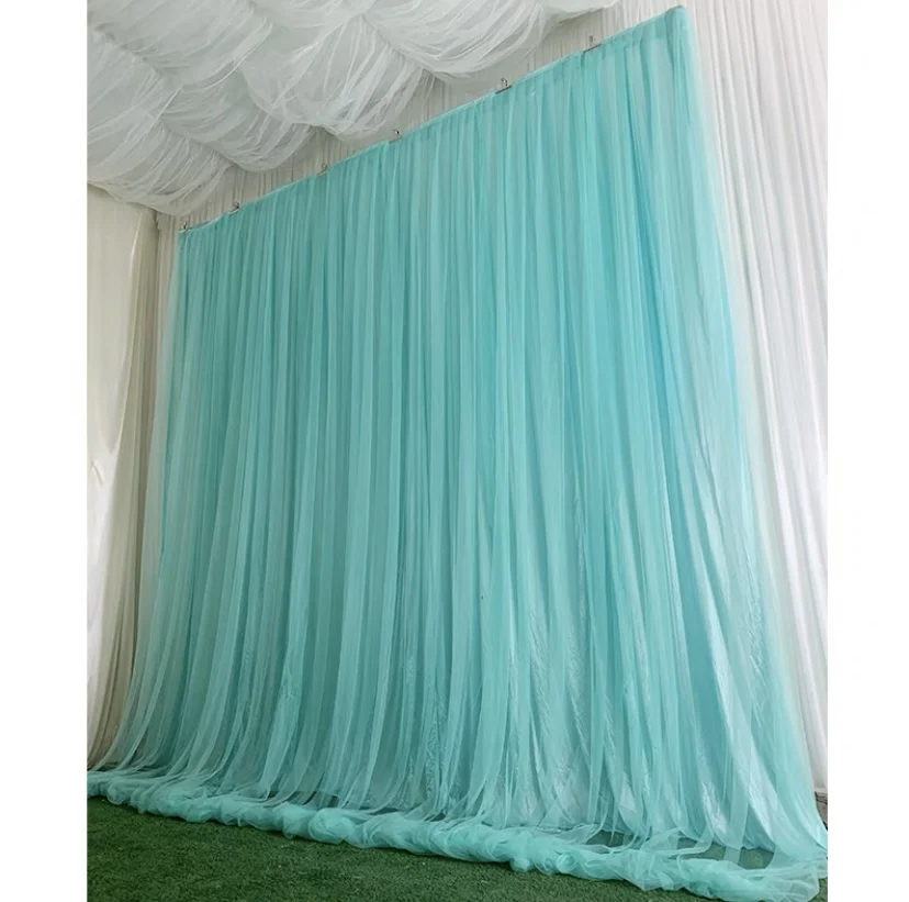 Imagem -04 - Duplo Sheer Tulle Fundo para o Casamento Branco Tulle Casamento Props Wedding Base Curtain Fotografia Registration Area Pano de Fundo