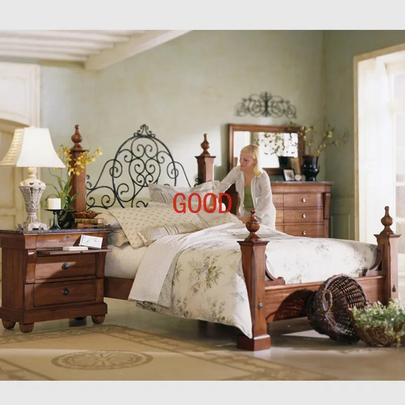 North America Black Walnut Wooden Bed American 1.5 M 1.8 M Double Bed Bed in Master Bedroom