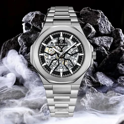 GLENAW Exquisite Mechanical Craftsmanship Design Men's Business Fashion Waterproof Watch Hollow Fully Automatic Mechanical Watch