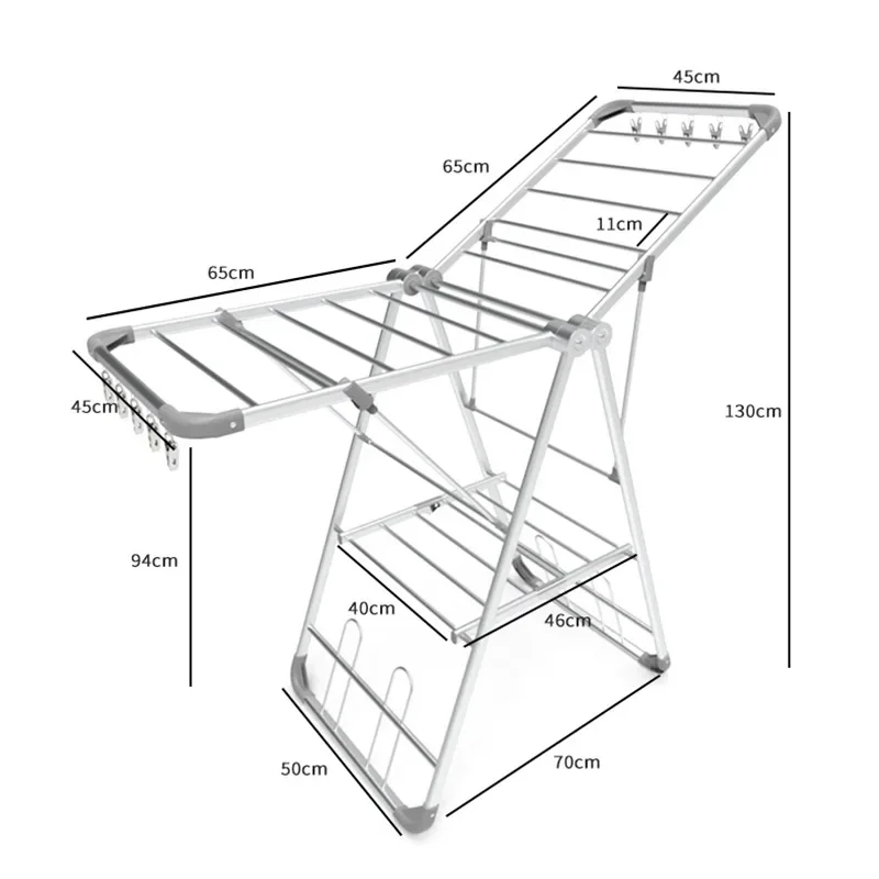 Kangcai wing hanger aluminum alloy floor drying rack balcony folding indoor hanger wholesale clothes hanger