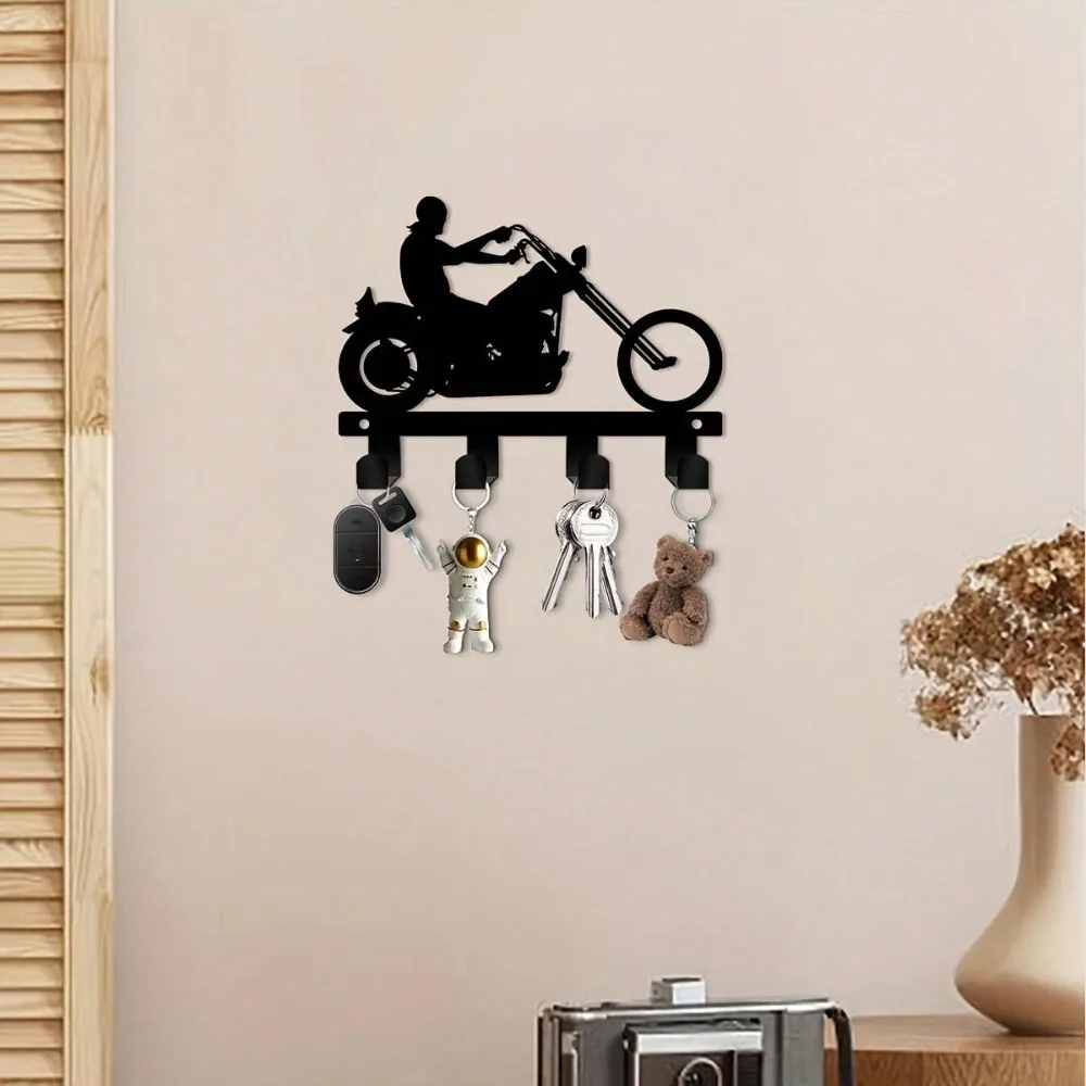 Vbest Gancho para Llaves de Moto con Soporte para Casco, Soporte Metálico de Pared para Sombreros, Decoración para Garaje o Cuarto de Hombre, Ahorra Espacio