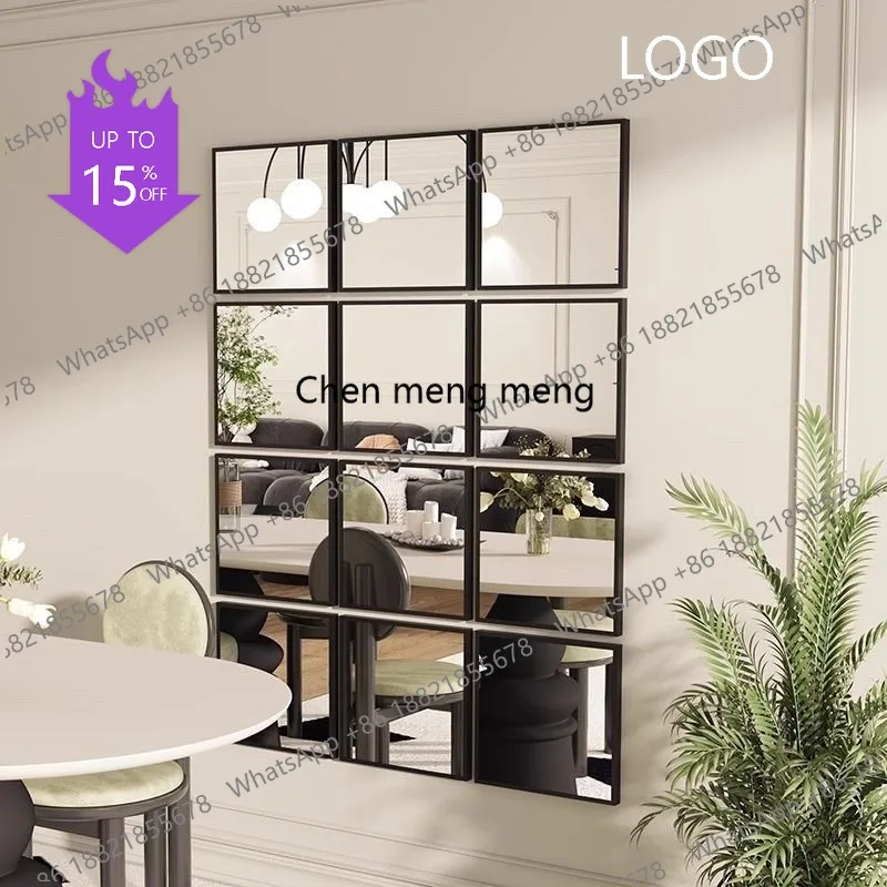 Espejo Adhesivo Organizador Q181, Espejo de Maquillaje Negro, Diseño de Espejo para Baño, Estilo Nórdico, Espejo de Cuerpo Entero, Accesorio para el Hogar