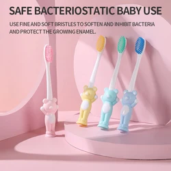 4pcs cartoon teddy bear children's toothbrush with ultra-fine soft hair for boys and girls aged 5-12