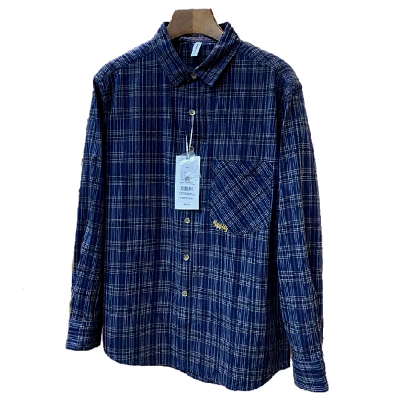   Linea! Primavera 2023 Nuovi Uomini di Cotone Waed Plaid Lungo Sve irt Stand Fit Tendenza Giovanile Primavera Gioventù ular