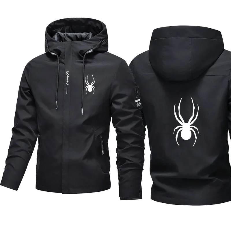 

Men's hooded windproof jacket: A stylish casual hooded jacket with windproof properties and featuring personalized logo designs.