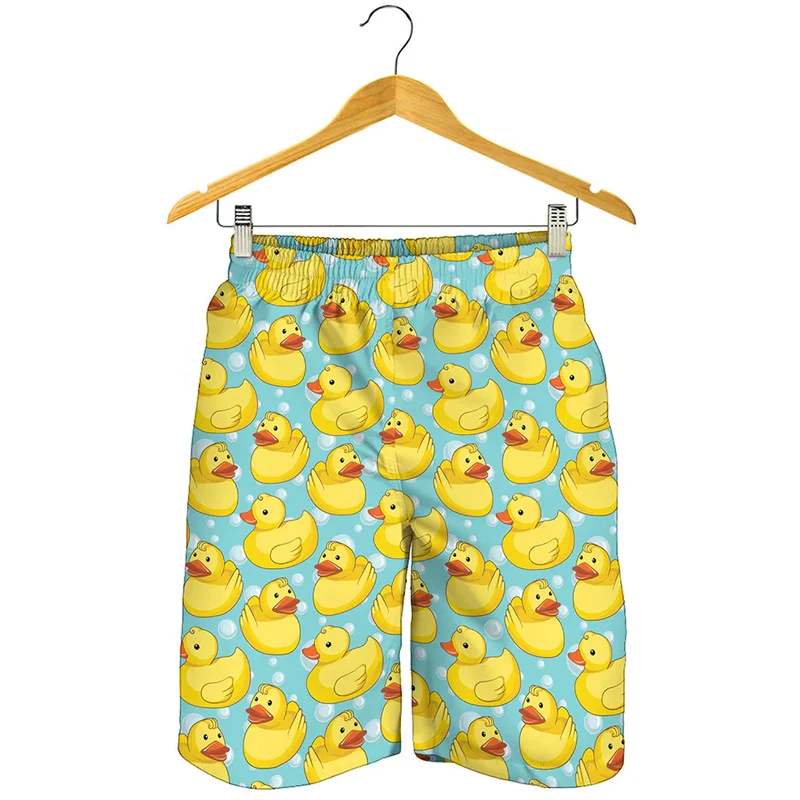 Pantalones cortos de playa con estampado 3d de pato de goma para hombres y niños, bañadores de verano, pantalones cortos deportivos frescos de