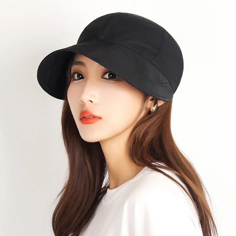 Men Women Foldable Wide Brim Sun Hat Adjustable Drawstring Beach  Caps Ponytail Bucket Hat Quick-drying Visors Summer Accessory