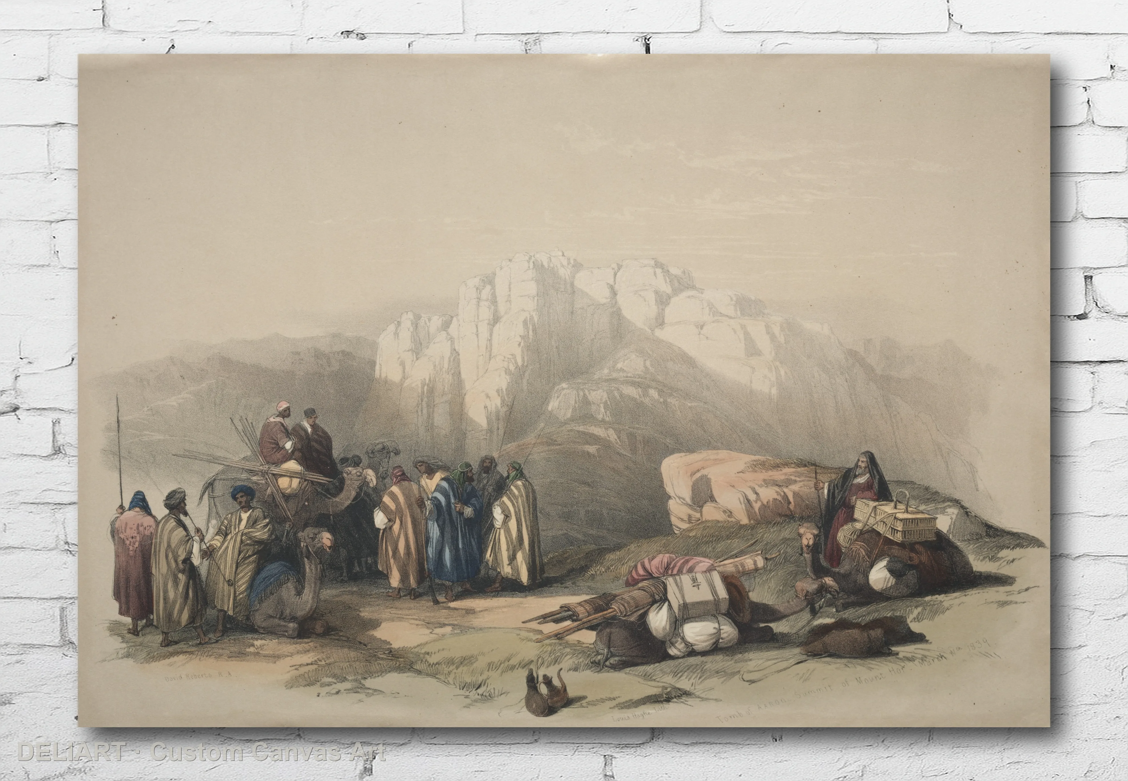

Tomb of Aaron, Summit of Mount Horeb by David Roberts - Vintage Travel Art Canvas Wall Art Poster Print Home Decor Unframed