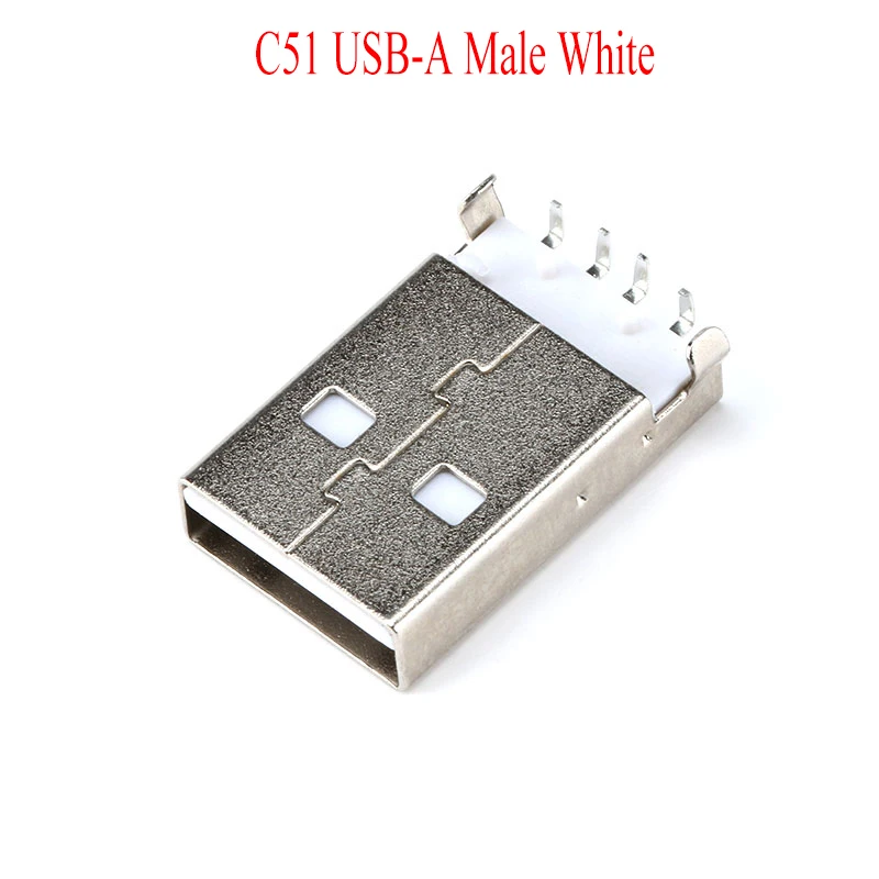 10PCS C51 USB-A Female/Male USB Power Interface Black White Light 90 Degrees