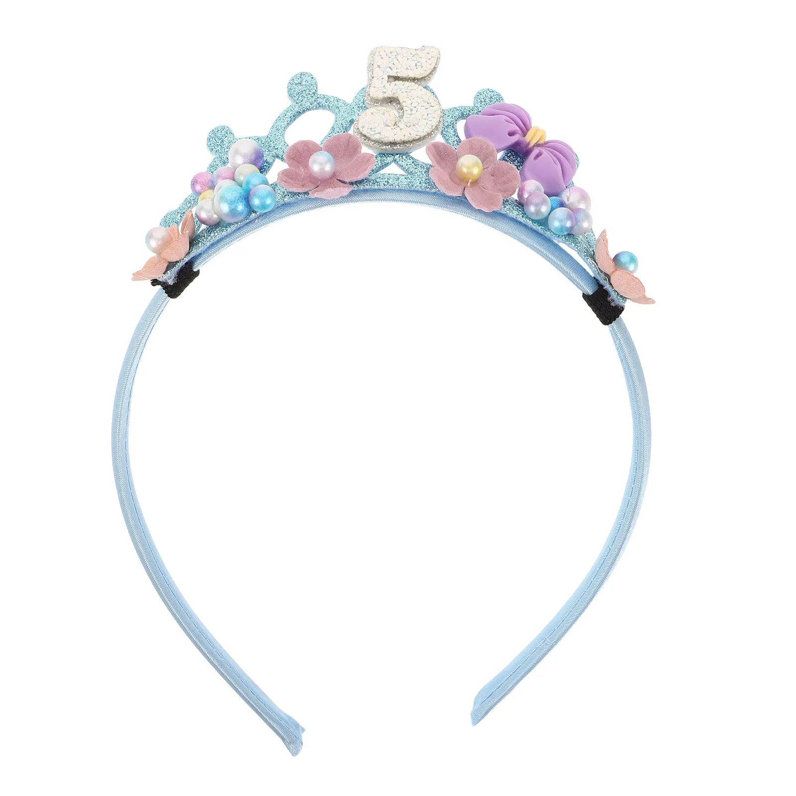 

Birthday Crown Headband Princess Tiara Hair Accessory Birthday Party Flower Crown Headband for