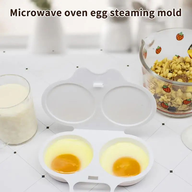 Microwave Egg Poacher 2 Cavity Non Stick Coating Food Grade BPA Free for Quick Breakfast and Easy Clean Kitchen Tool Home Baking