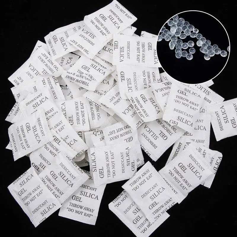 100 Packets Non-Toxic Silica Gel Desiccant Pack Moisture Absorber Dehumidifier for Kitchen Clothes Storage Room Dropship