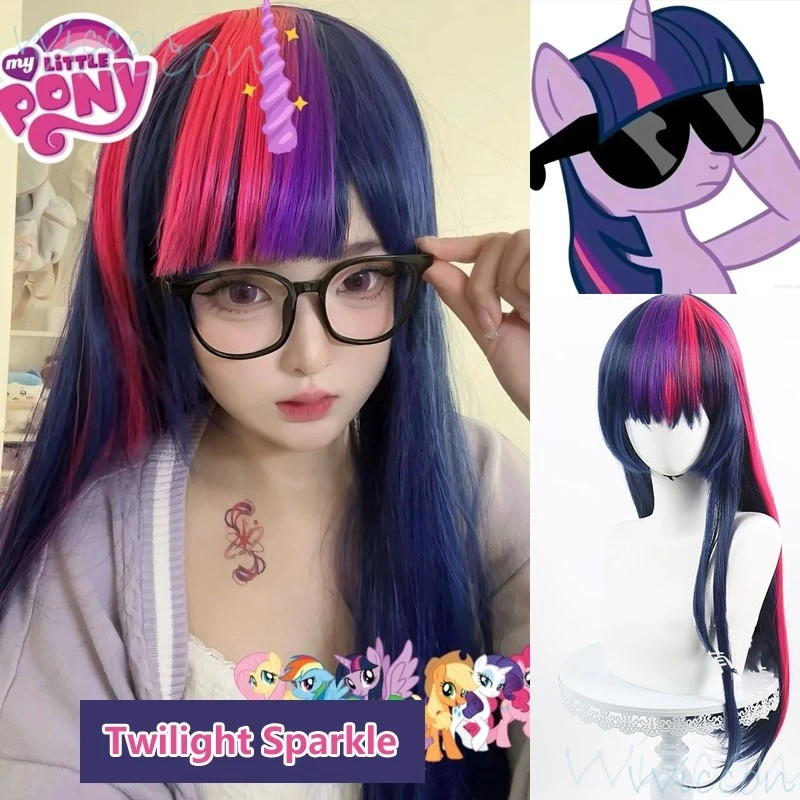 Anime My Little Twilight Sparkle Cos Pony Cos Prop Cosplay Personification kawaii Cute Lovely PurplePink Wig Partypaly dla kobiet