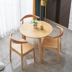 Modern Minimalist Round Dining Table Nordic Solid Wood Dining Tables Small Apartment Balcony Negotiation Dining Tables Furniture