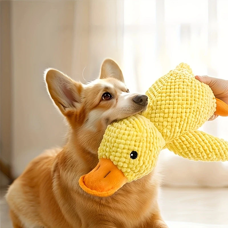 Beruhigende Ente für Hunde, 2025, gelbes Enten-Hundespielzeug, das beruhigende Kissen für sanfte Enten, Hunde-Enten-Spielzeug mit Quack-Sound für Hunde im Innenbereich – Detail 4