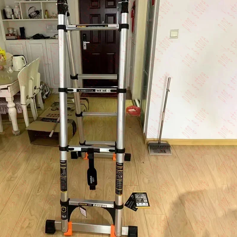 Home Kitchen Telescopic Ladder Aluminum Alloy Step Stools Multi-functional Engineering Portable Folding Straight