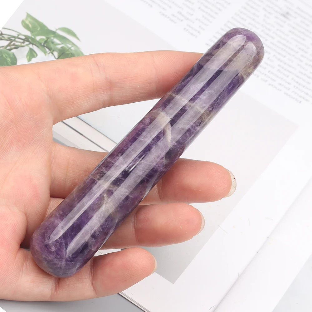 Natural Amethyst Wand Jade Massage Stick Face Body Eye Crystal Mineral Stone Massager Health Skin Care Gua Sha Lifting Yoni Tool view 4