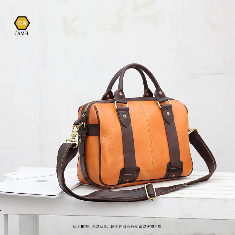 Bolso retro de cuero para hombre, bolsa cruzada para ordenador