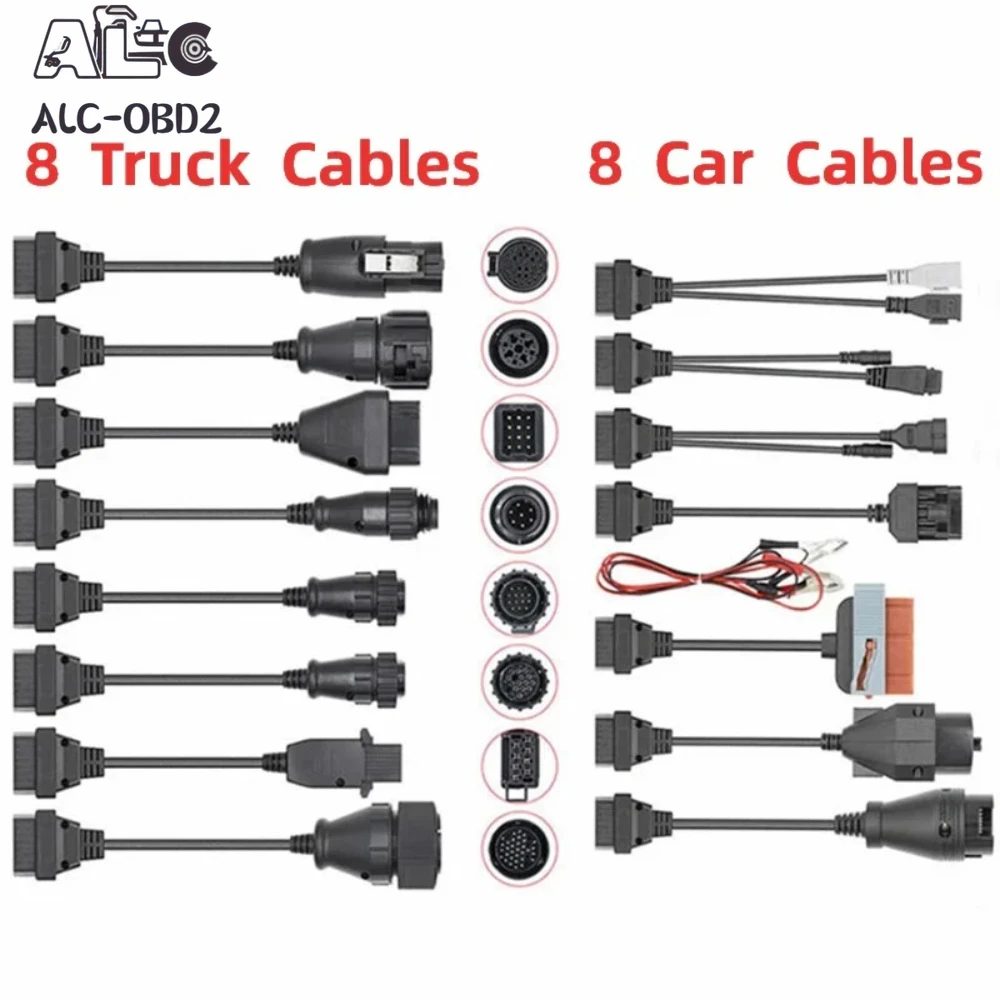 

Полный набор 8 шт. автомобильных грузовых кабелей для DS150E 8 шт. автомобильных кабелей OBD2 диагностический разъем 8 шт. комплект полных контактов активированные кабели адаптеры
