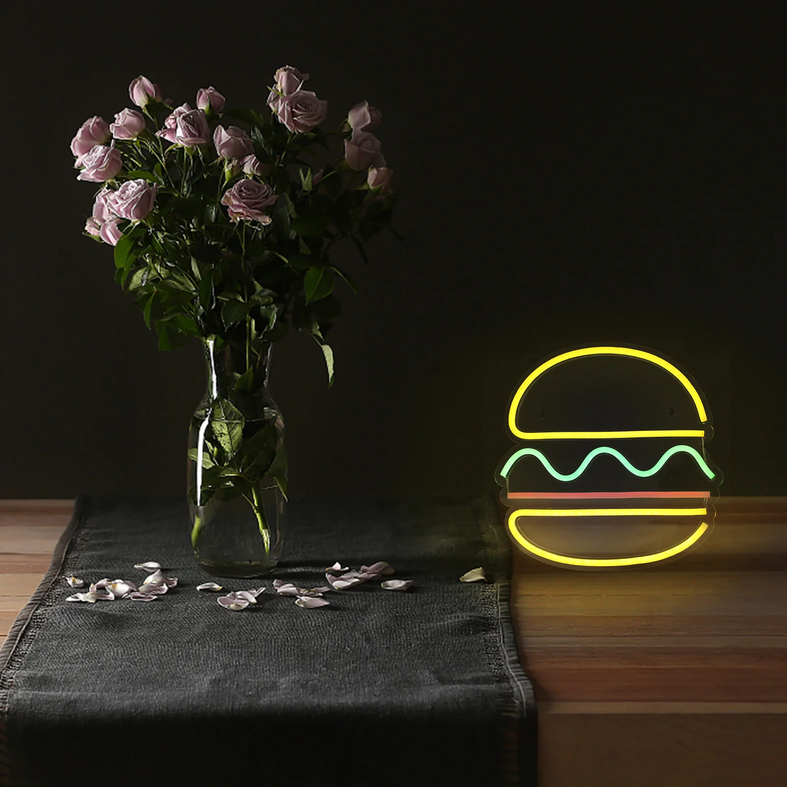 

1PC USB LED Hamburg Modeling Light PVC Neon Sign Gentle Healthy Night Lamp for Bedroom Living Room Study Office Warm Lighting