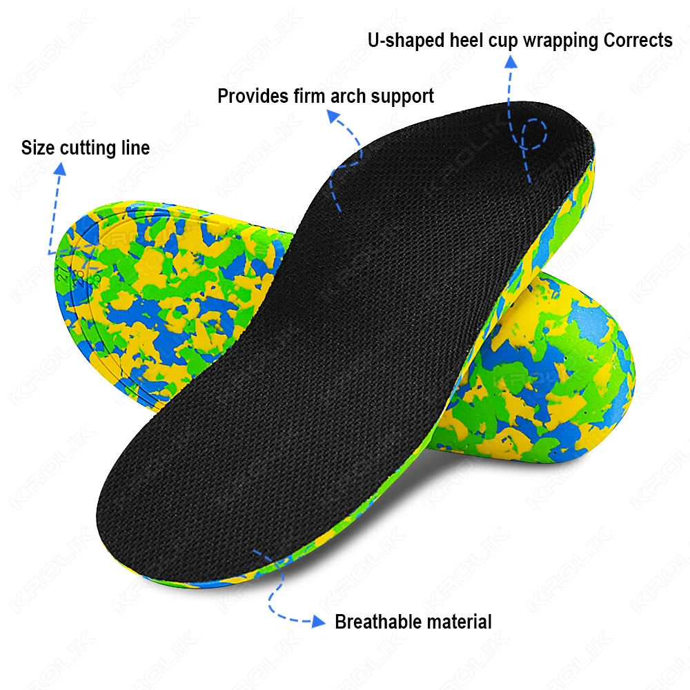 Krolik ที่ดีที่สุด Eva Orthopedic Insoles สําหรับเด็กผู้ใหญ่รองเท้า Pad Orthotic Flatfoot 3.5 ซม.Hard Arch Support Heel คงที่กีฬาเบาะ