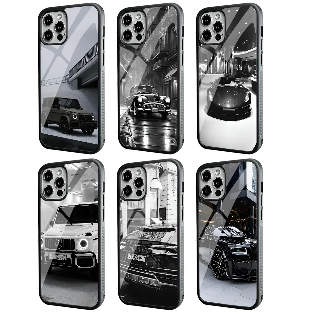 

Black And White Luxury Car Art Phone Case Strong Magnetic For IPhone 16 15 14 13 Pro Max 11 12 Mini Alex Mirror For Magsafe Wire