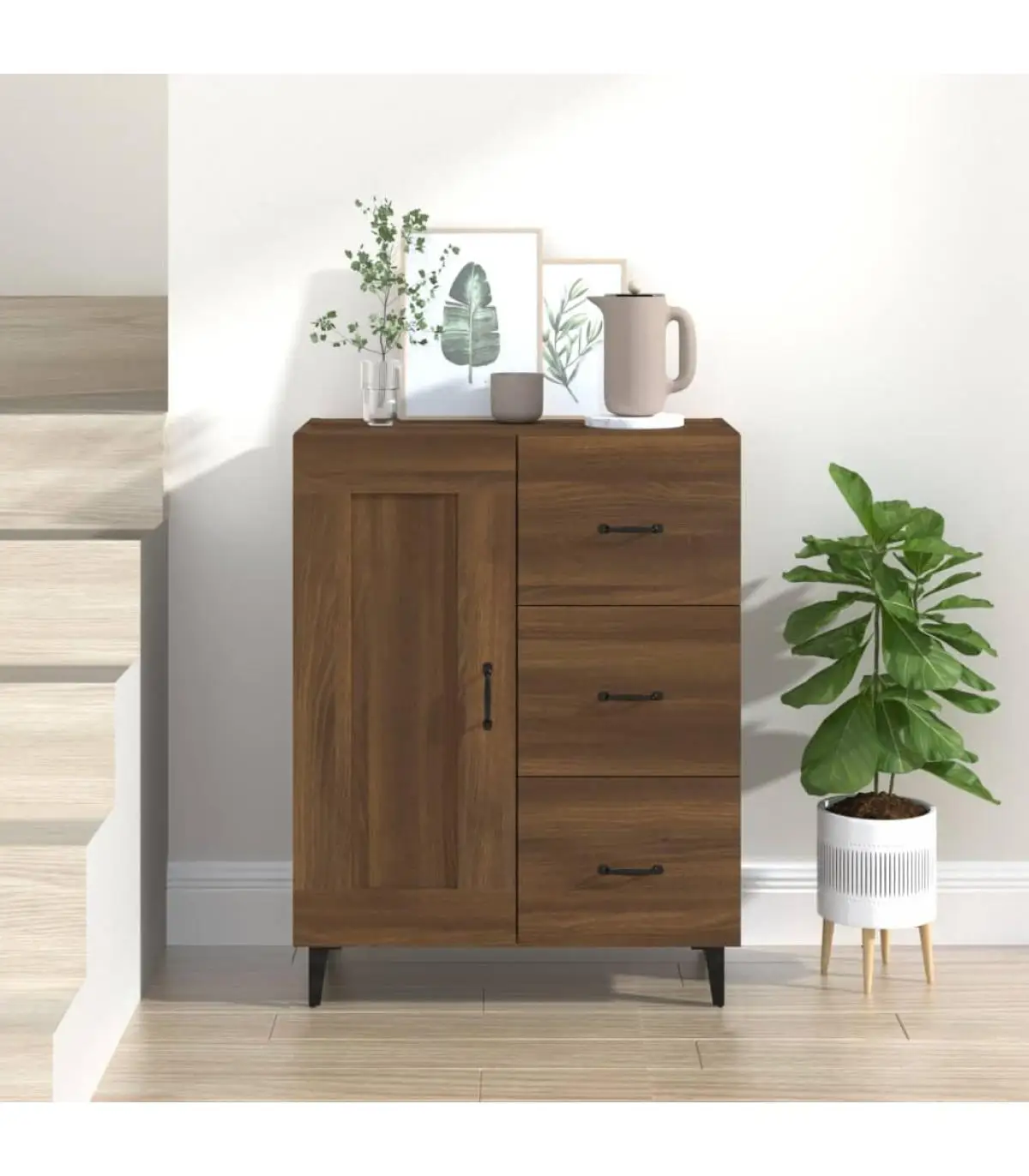 Sideboards plywood oak brown 69,5x34x90 cm