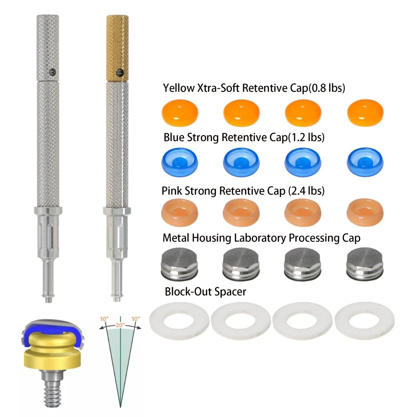 

Универсальный набор удерживающих колпачков для имплантата, инструмент для извлечения вставки, инструмент для удаления сердечника