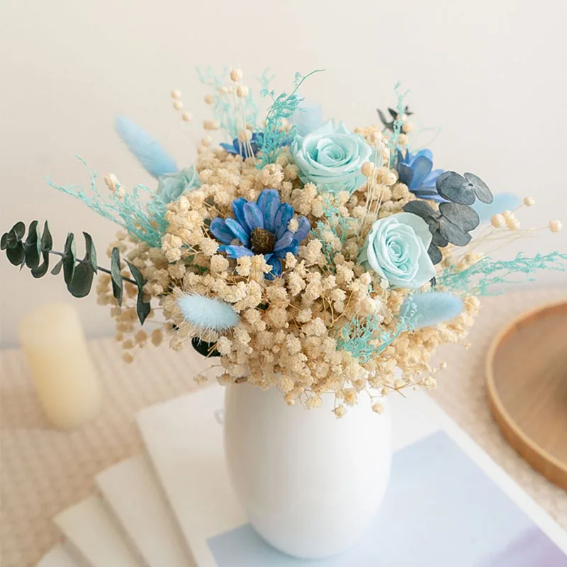 Preserved Gypsophila Natural Dried Flower Babybreath Real Leaves Rabbit Tail Grass Decor Home Wedding Party Arrangement Bouquet