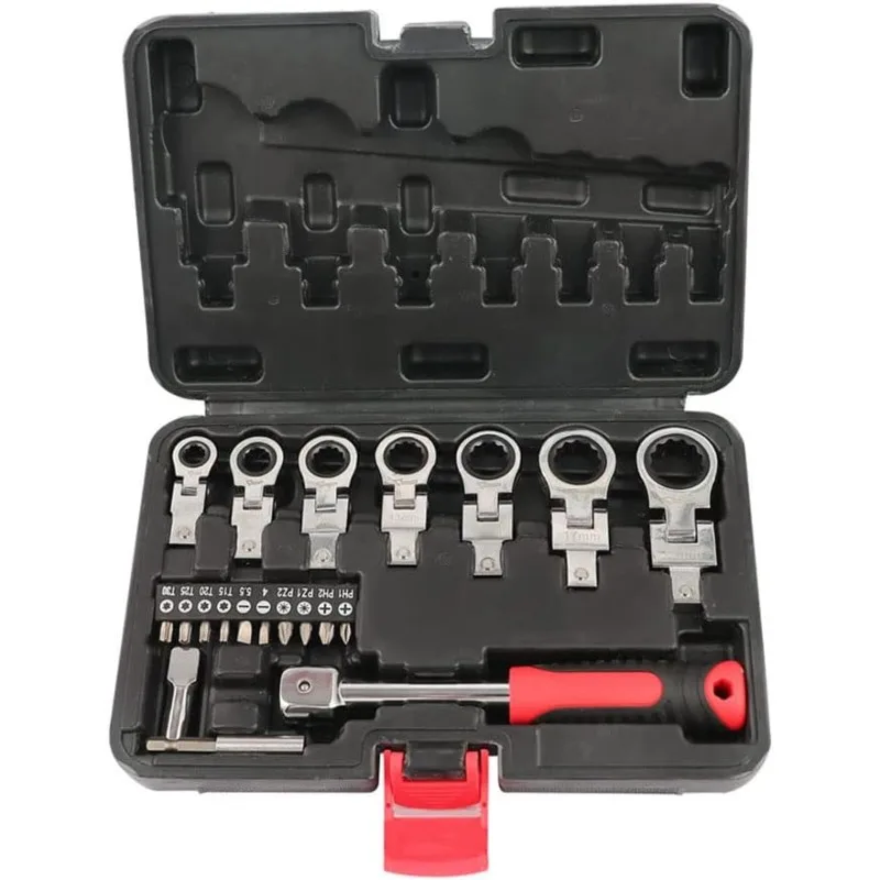 

20pcs Flex Head Ratchet Wrench Set Changeable Torx Head Wrench Ratchet Screwdriver Multi Tool Set with Case, Torx Wrench, Ratch