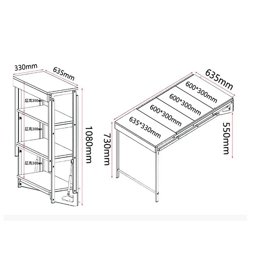 Mounted Shelf Variable Dinning Table,Invisible Telescopic Suspension Folding Table